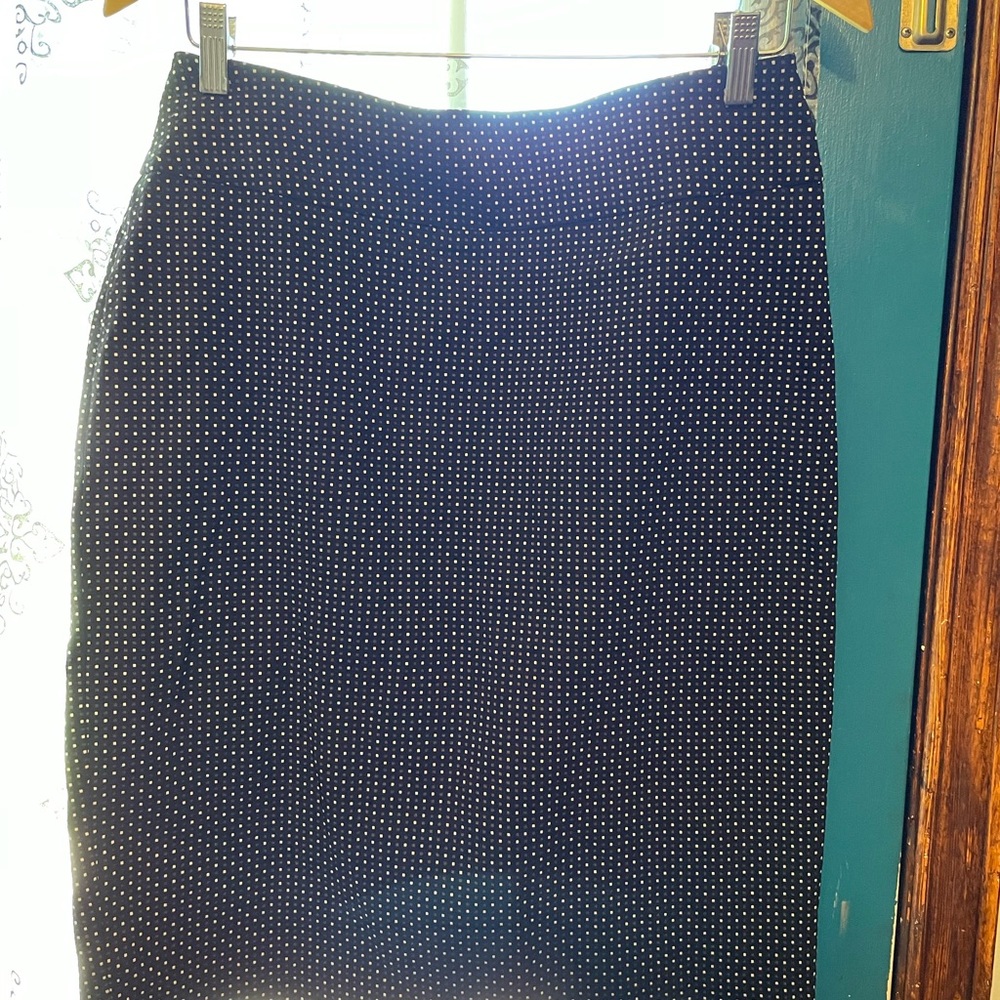 Black with white polka dots short pencil skirt
